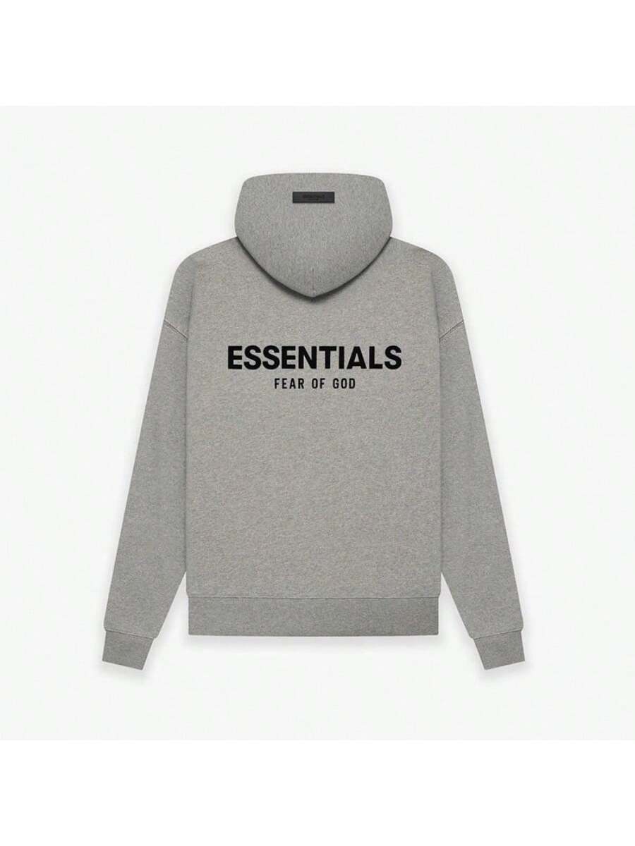 Essentials Autumn Winter Hoodie - Loose Drop Shoulder Hooded Sweatshirt For Women/Men | Vintage Flocking + Breathable Tech | Warm Cotton Flocking DARK OATMEAL