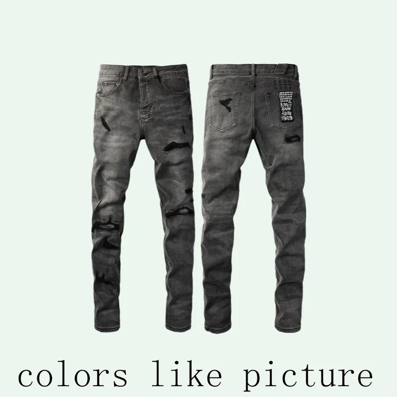 Ksubi Mens Slim Fit Distressed Ripped Biker Jeans ... Silver