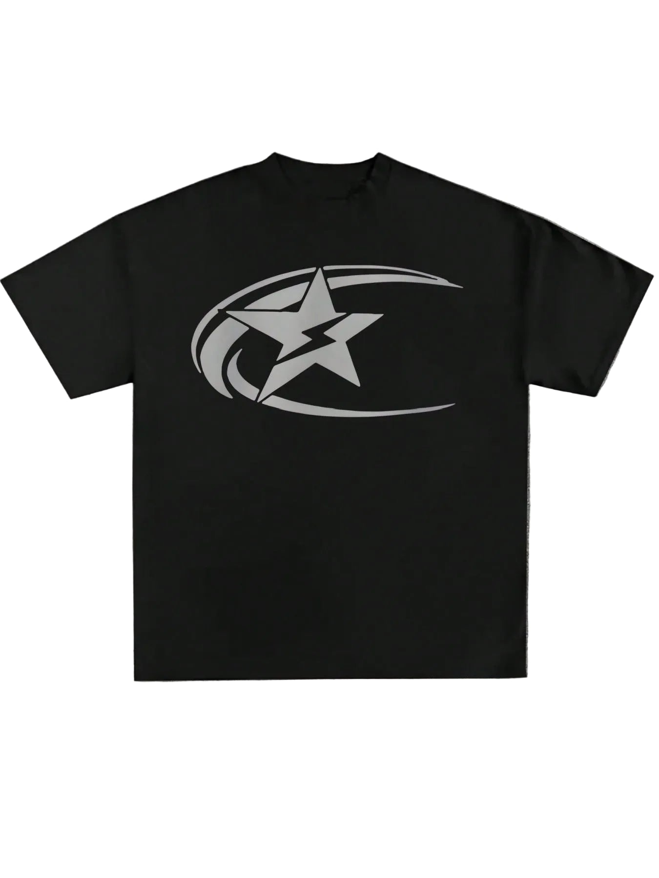Plus Size Men's,Y2k Plus Star Print Tee ,(1 Pcs )100% Cotton Casual Printed T-Shirt,Crew Neck Short Sleeve,220g  Cotton T-Shirt,For Going Out,Gift,Summer,Unisex Black