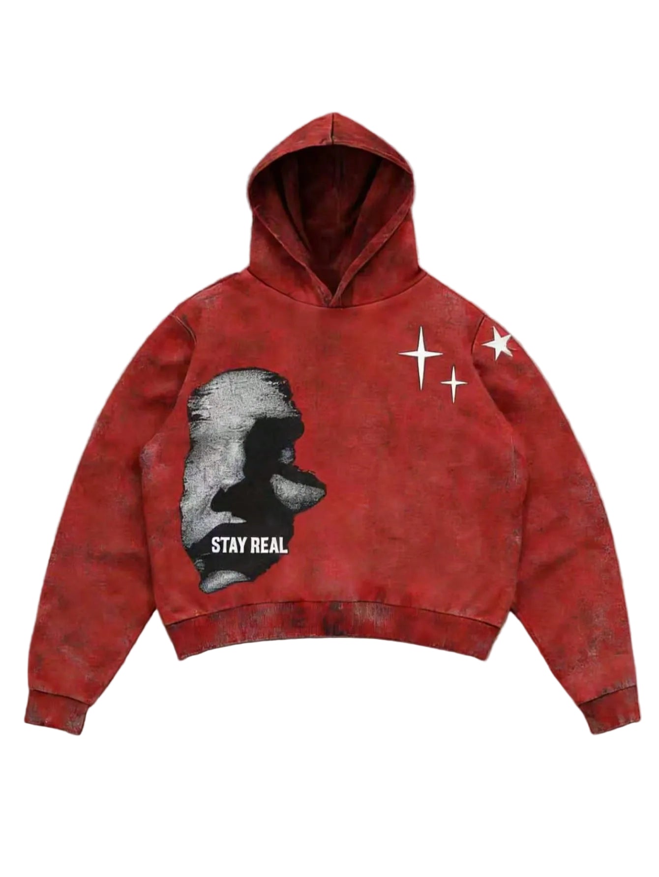 Manfinity Streetrush Men's Face & Letter Print , Casual Minimalist Graphic Streetwear Pullover Sweatshirt2025 Red