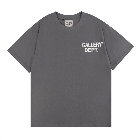 GALLERY D-EPT T-Shirt Car Letter Short Sleeve Men And Women High Street Half Sleeve Car Print Round Neck Loose Men's Tops Round Neck Casual Short Sleeve GALLERY Grey